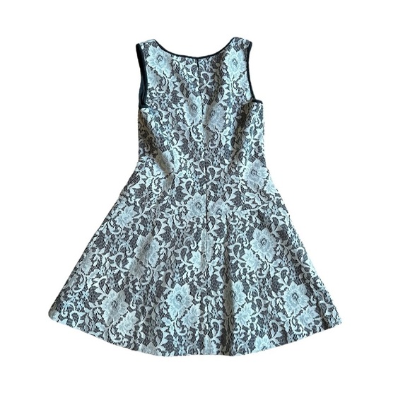 Club Monaco Ashby Lace Overlay Dress Size 8 Wool White Gray Fit and Flare V Neck - Picture 12 of 15